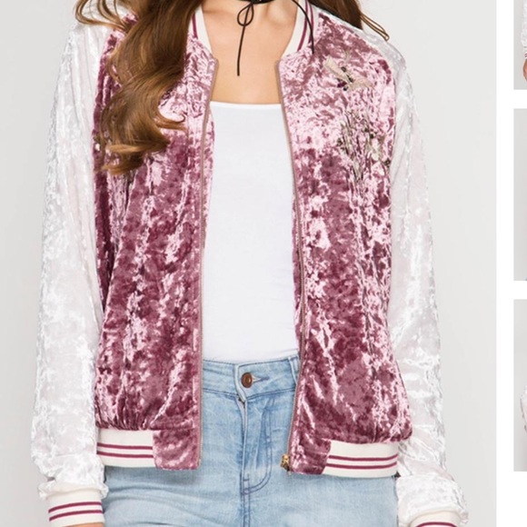 Jackets & Blazers - She + Sky blue and white Velvet Track Jacket